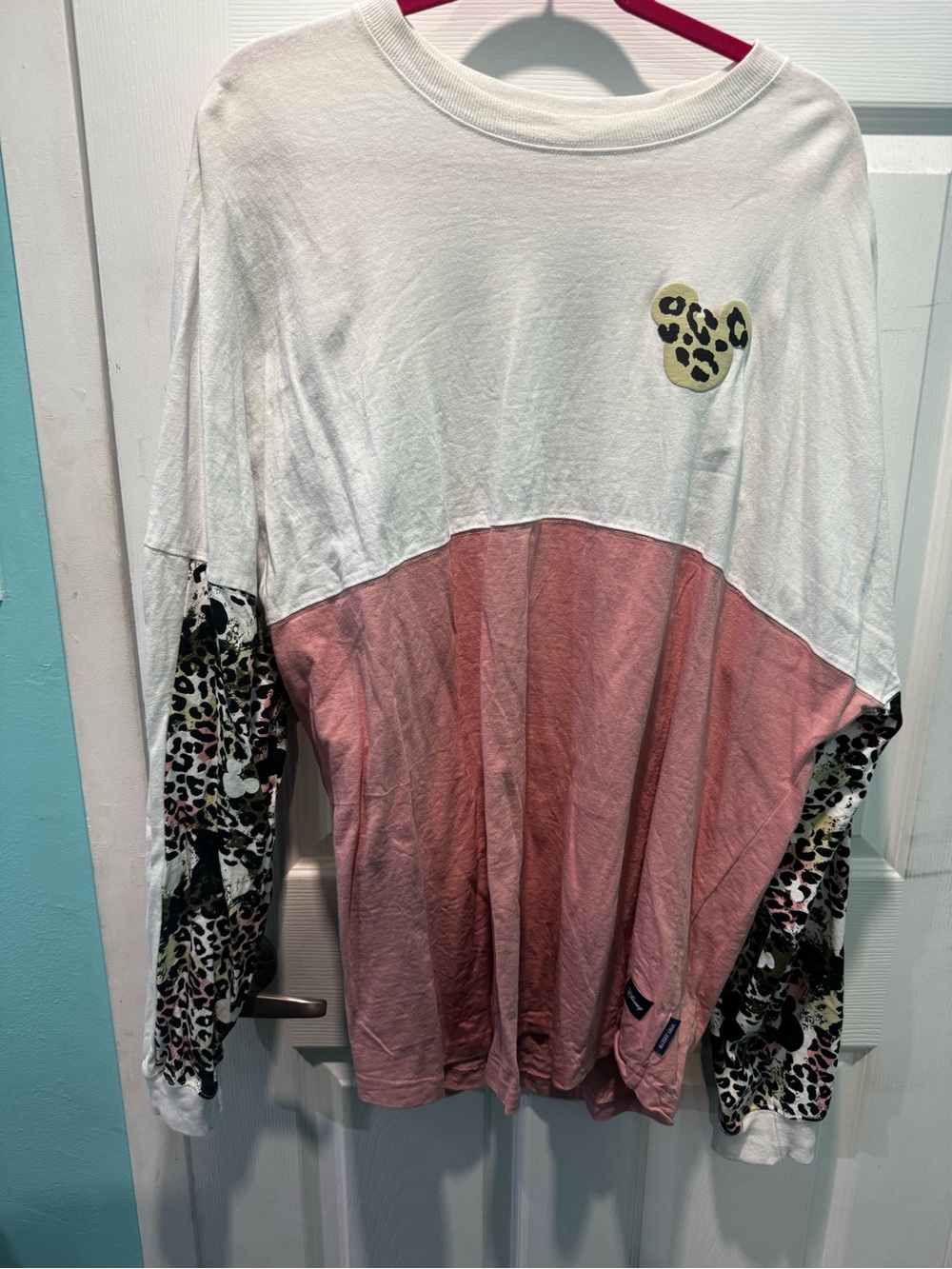 Women’s Disney ' Colorblock Pink & White Long Sleeve spirit jersey
